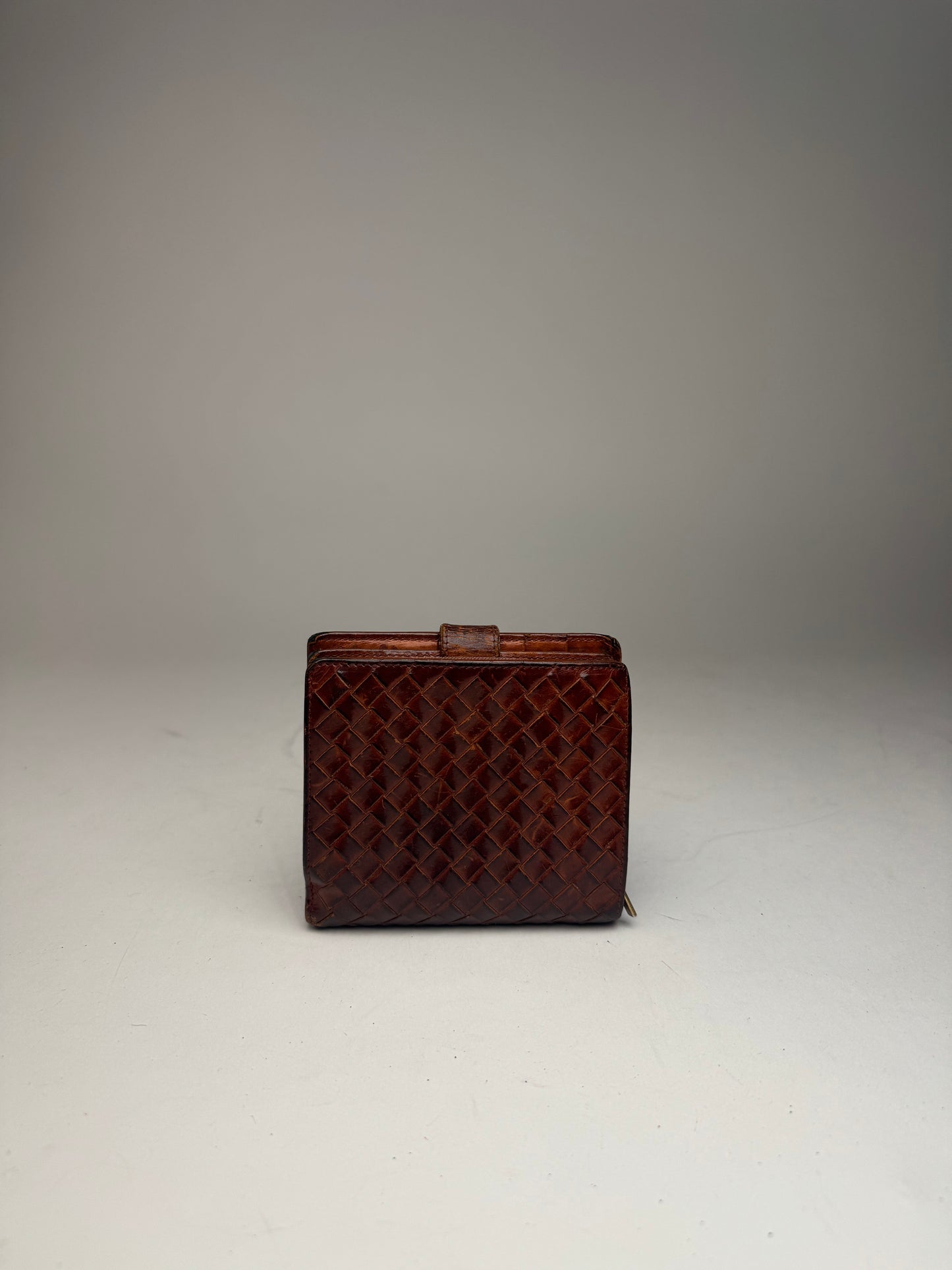 Vintage Bottega Veneta Intrecciato Leather Wallet Brown