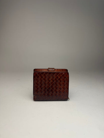 Vintage Bottega Veneta Intrecciato Leather Wallet Brown