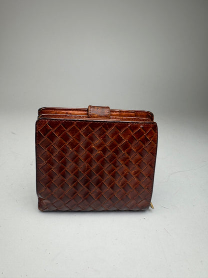 Vintage Bottega Veneta Intrecciato Leather Wallet Brown