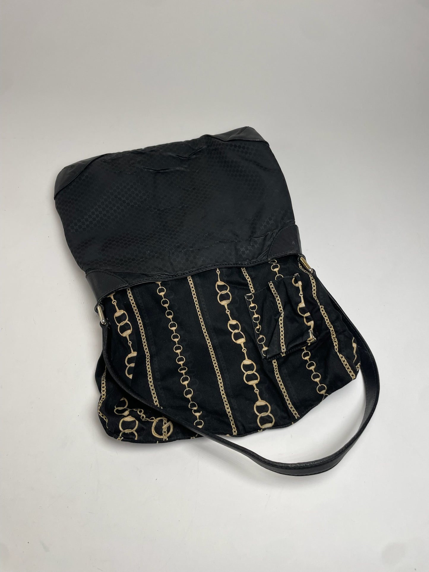 Vintage Gucci Multiway Vegan Leather Monogram Bag Black