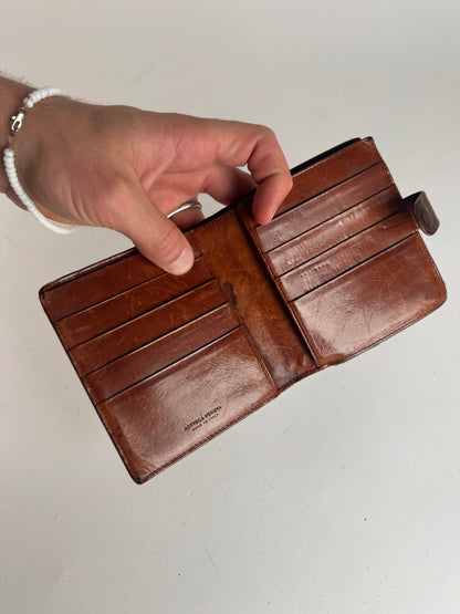 Vintage Bottega Veneta Intrecciato Leather Wallet Brown