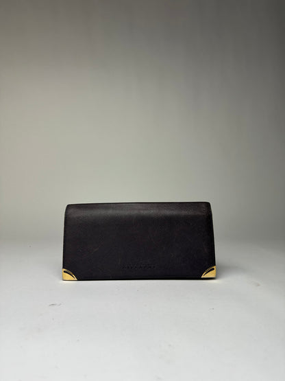 Vintage Givenchy Saffiano Leather Bifold Wallet Late 1980s Navy