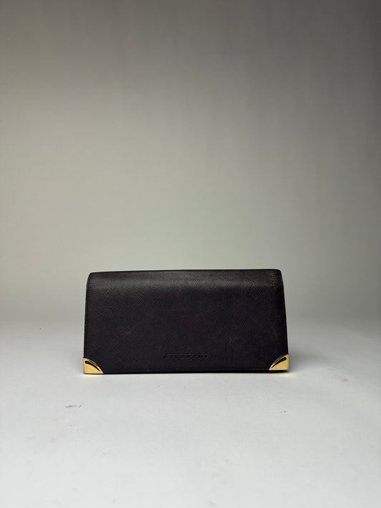 Vintage Givenchy Saffiano Leather Bifold Wallet Late 1980s Navy