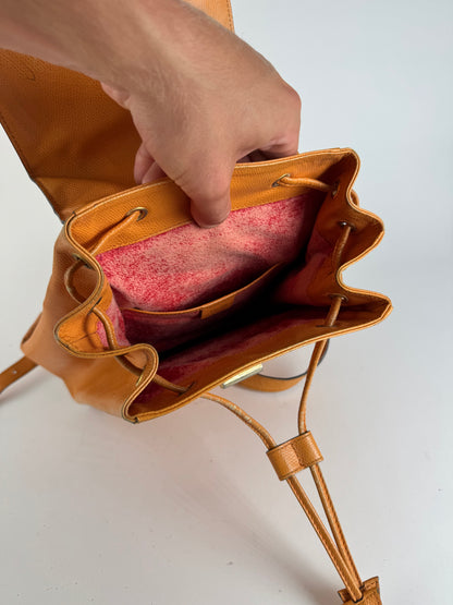 Sac à dos vintage en cuir Céline Paris Orange