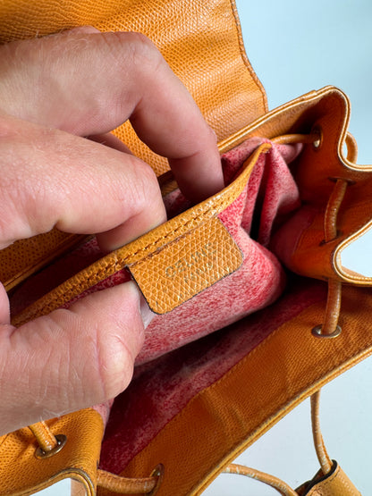 Sac à dos vintage en cuir Céline Paris Orange