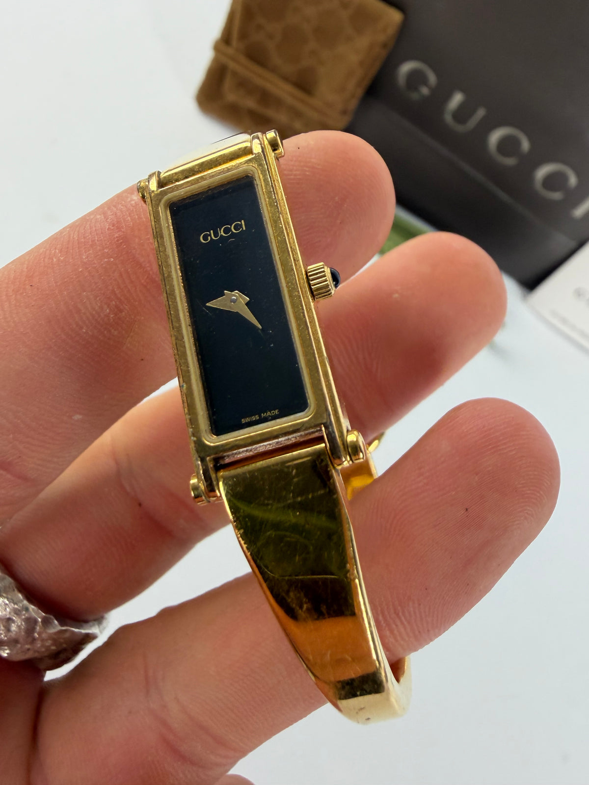 Vintage Gucci 1500L Bracelet Watch Late 1990s Gold Black
