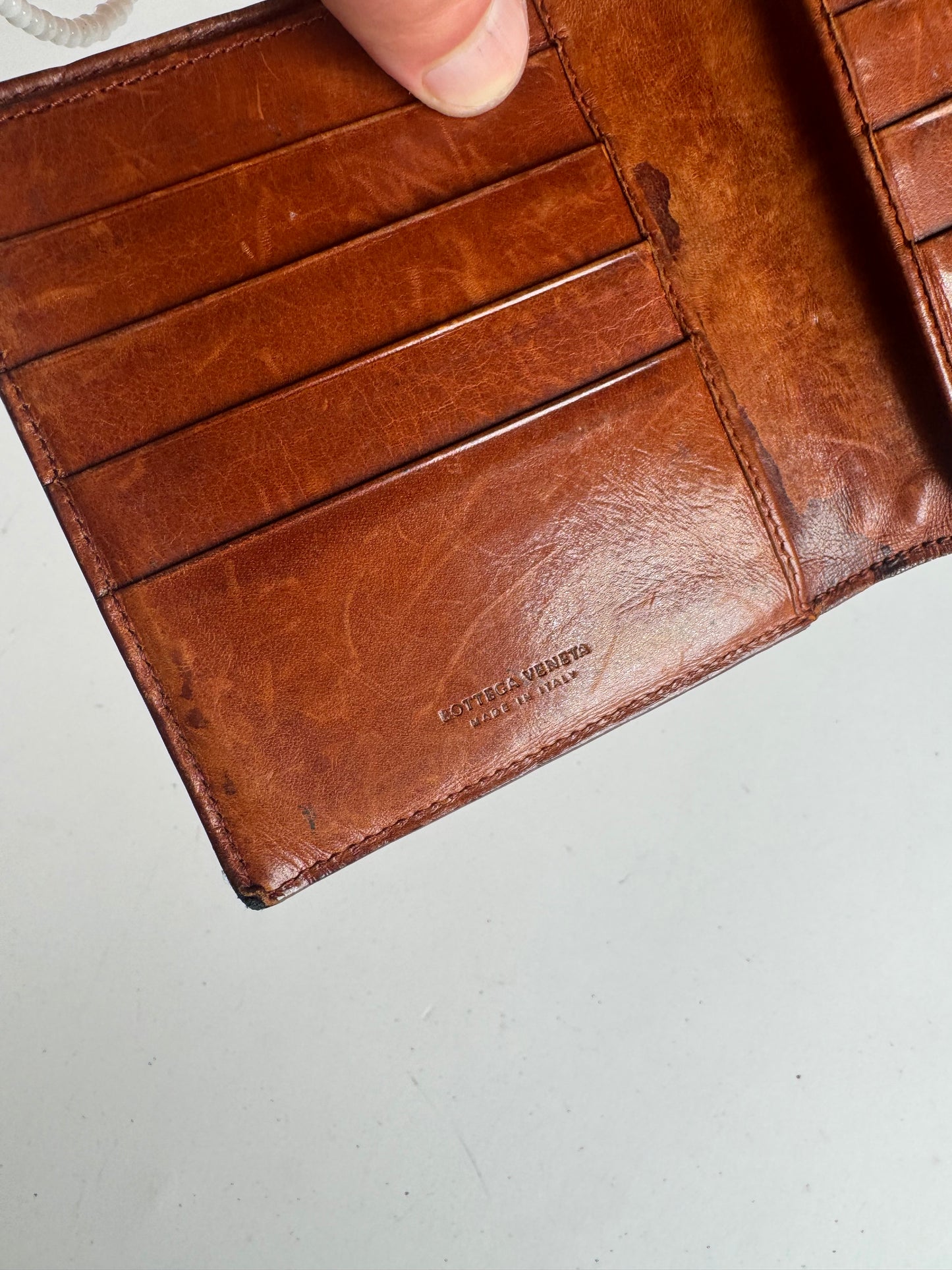 Vintage Bottega Veneta Intrecciato Leather Wallet Brown