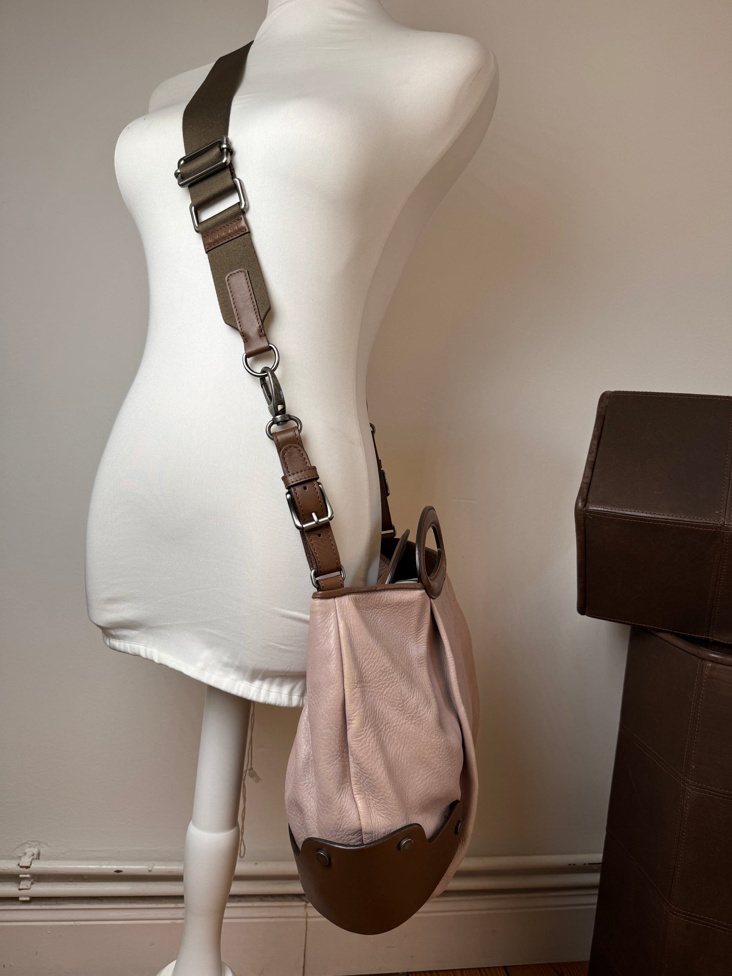 Sac vintage Marni en cuir à 2 voies violet marron