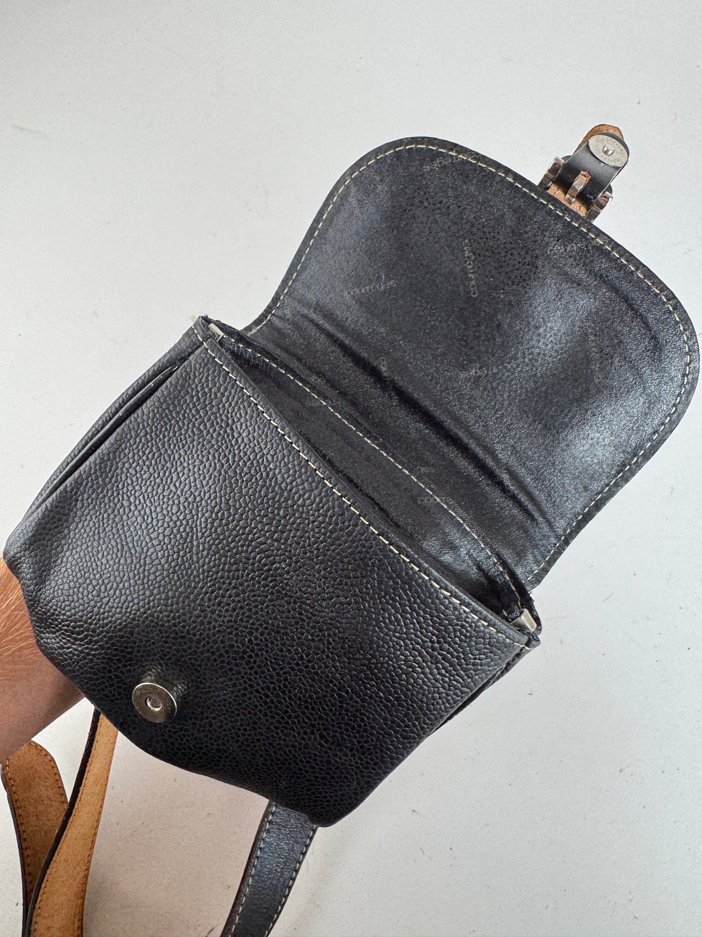 Vintage Courreges Leather belt bag black