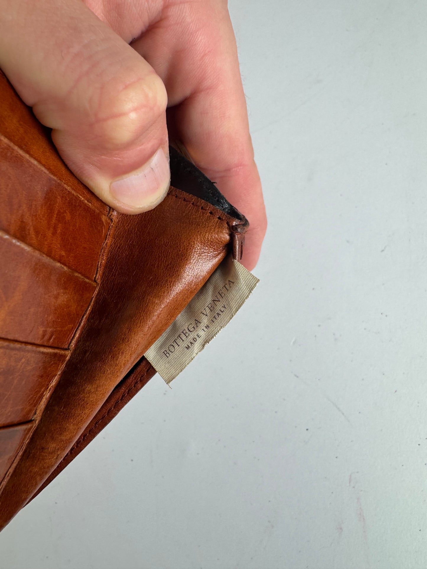 Vintage Bottega Veneta Intrecciato Leather Wallet Brown