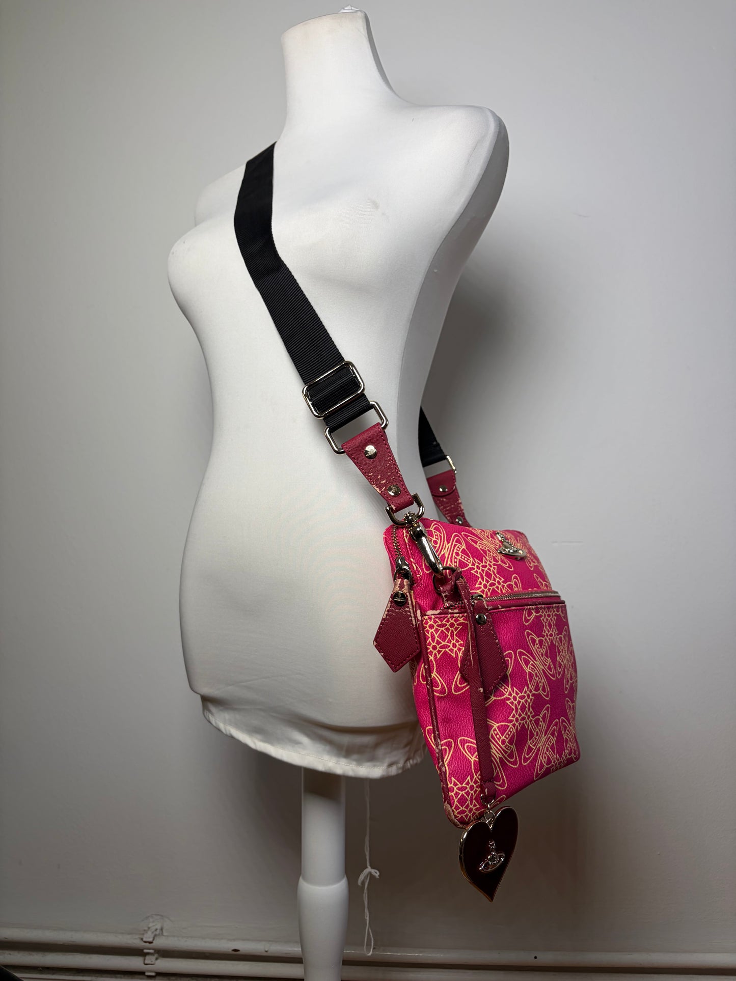 Vintage Vivienne Westwood Orb Geometric Crossbody Bag Pink Yellow