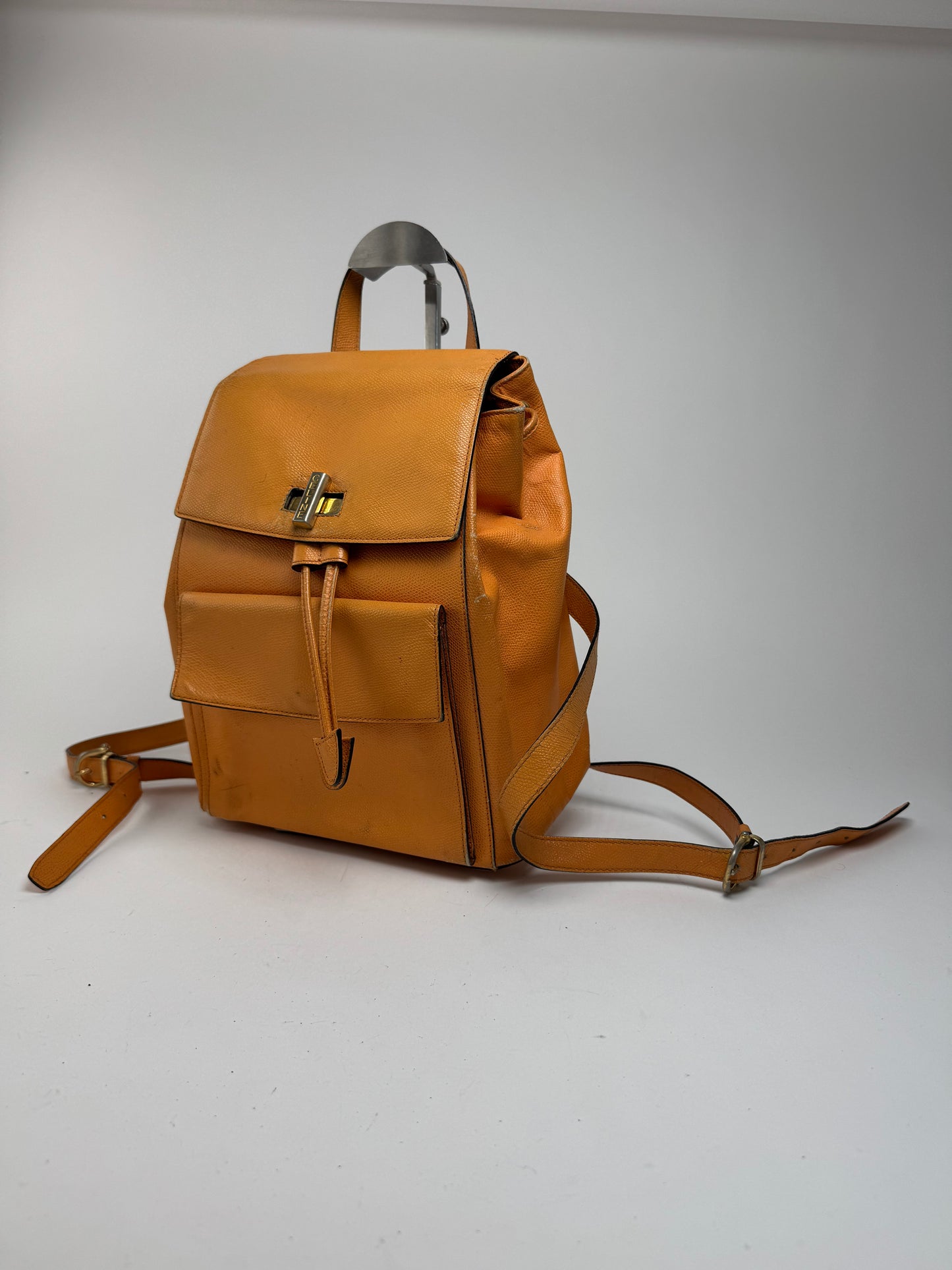 Sac à dos vintage en cuir Céline Paris Orange