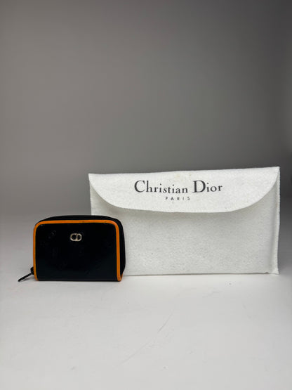 Vintage Dior Leather Card Holder Purse Black Brown