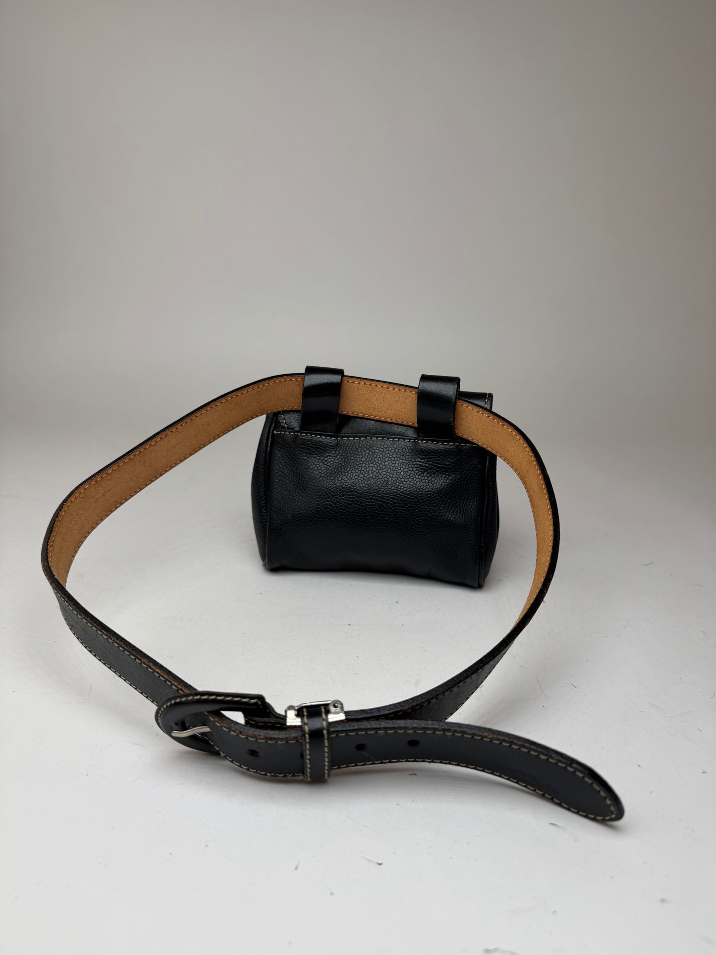 Vintage Courreges Leather belt bag black