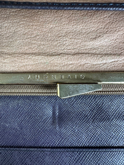 Vintage Givenchy Saffiano Leather Bifold Wallet Late 1980s Navy
