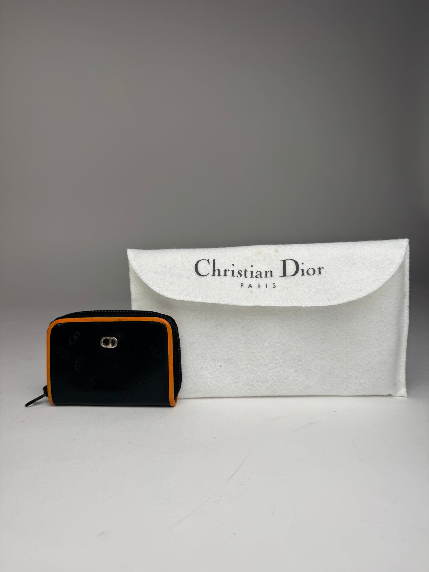 Vintage Dior Leather Card Holder Purse Black Brown