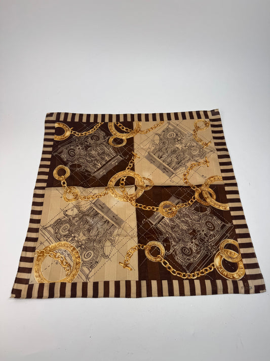 Vintage Fendi Baroque Scarf Brown Gold