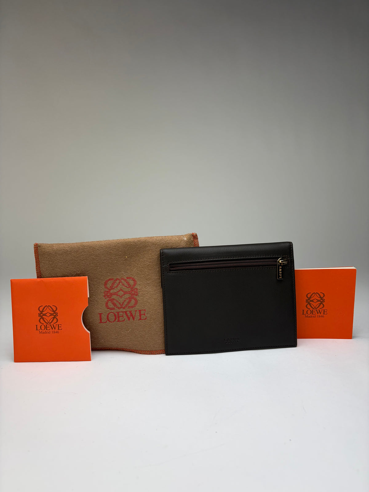 Vintage Loewe Flap Wallet Black Tan c. Late 2000s