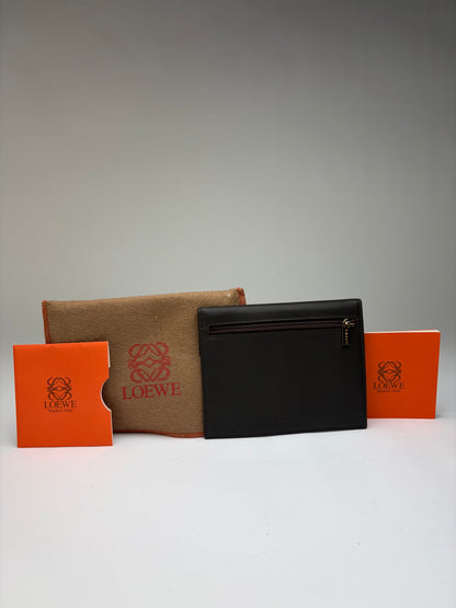 Vintage Loewe Flap Wallet Black Tan c. Late 2000s
