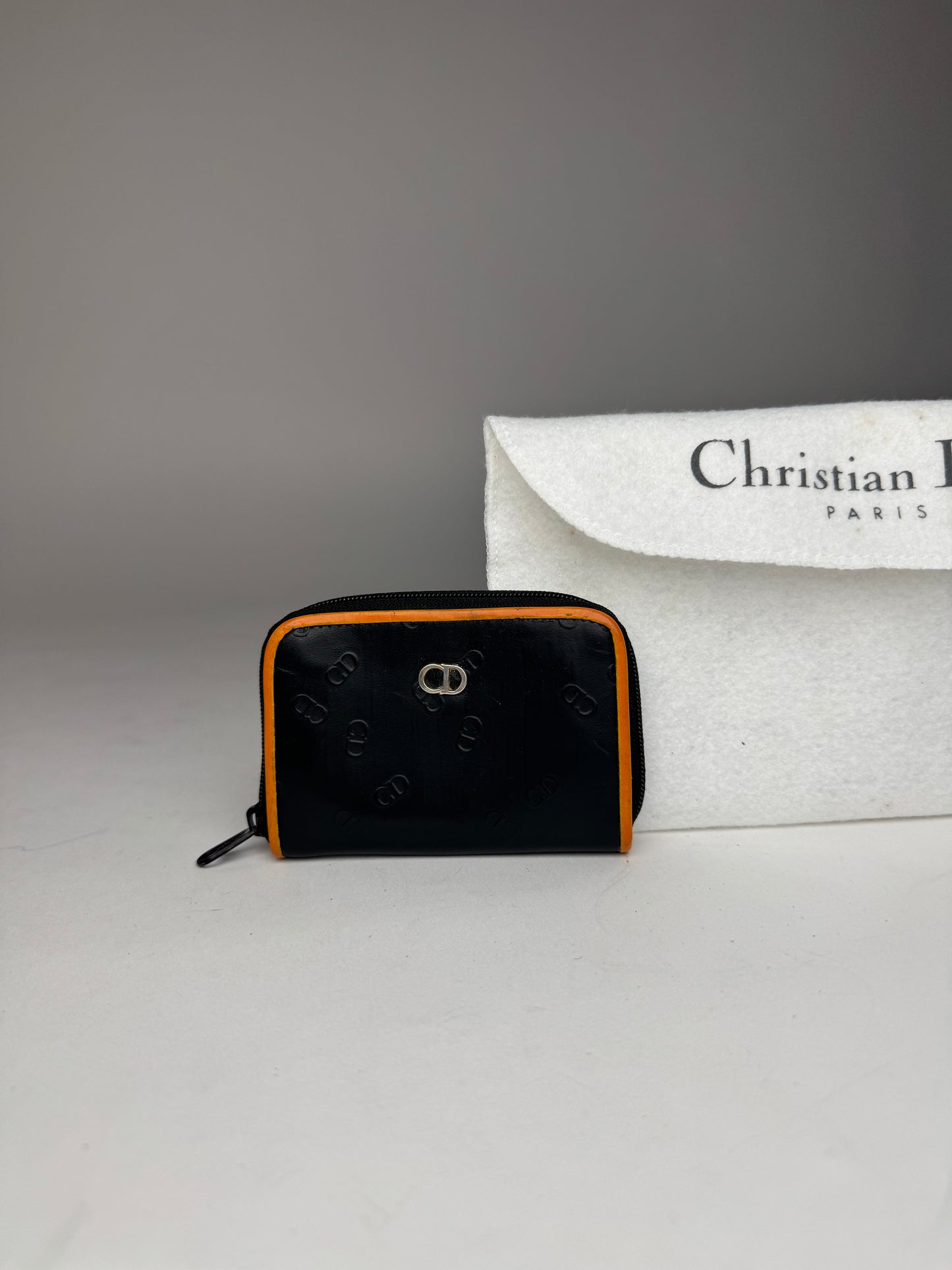 Vintage Dior Leather Card Holder Purse Black Brown
