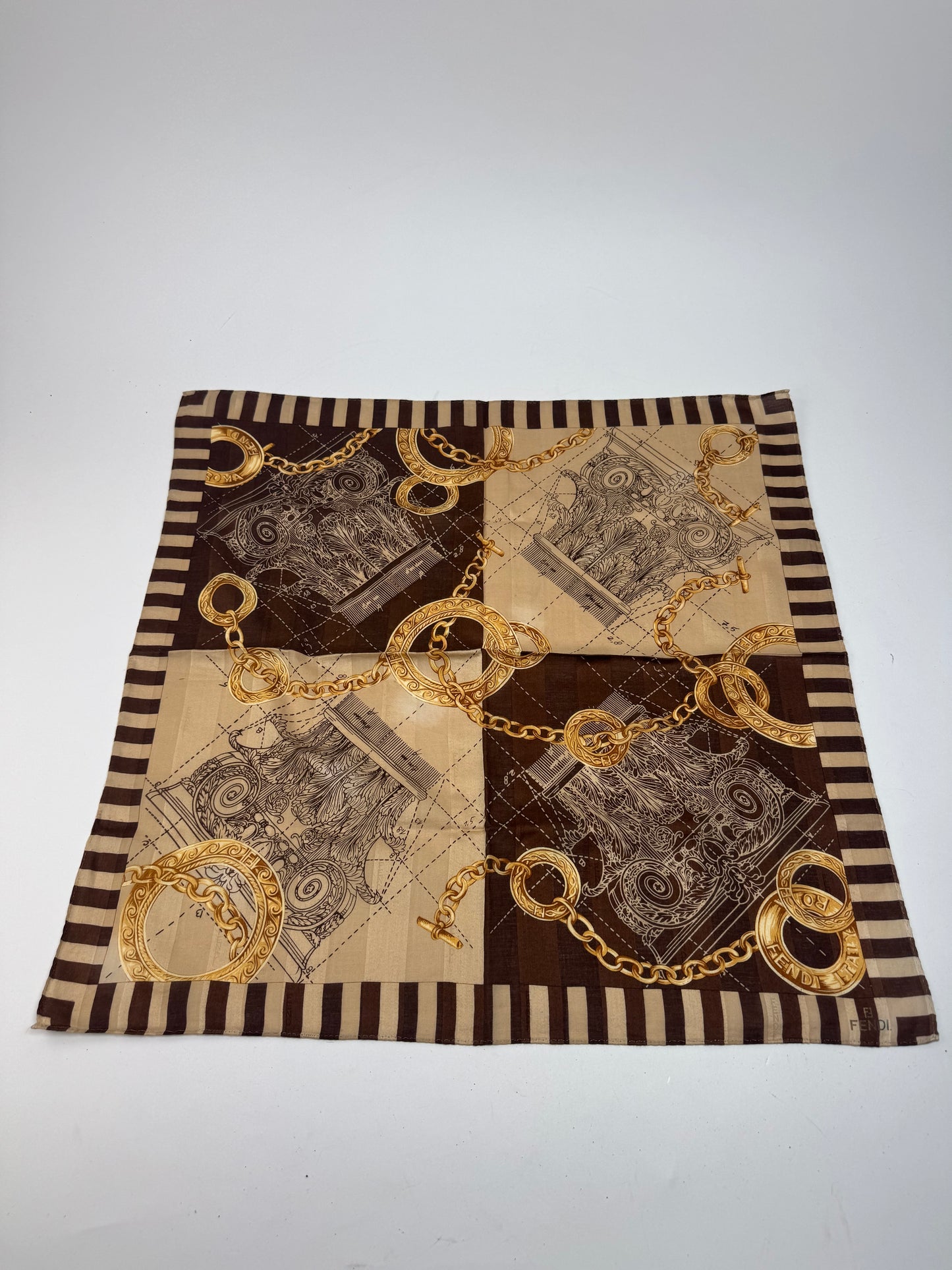 Vintage Fendi Baroque Scarf Brown Gold