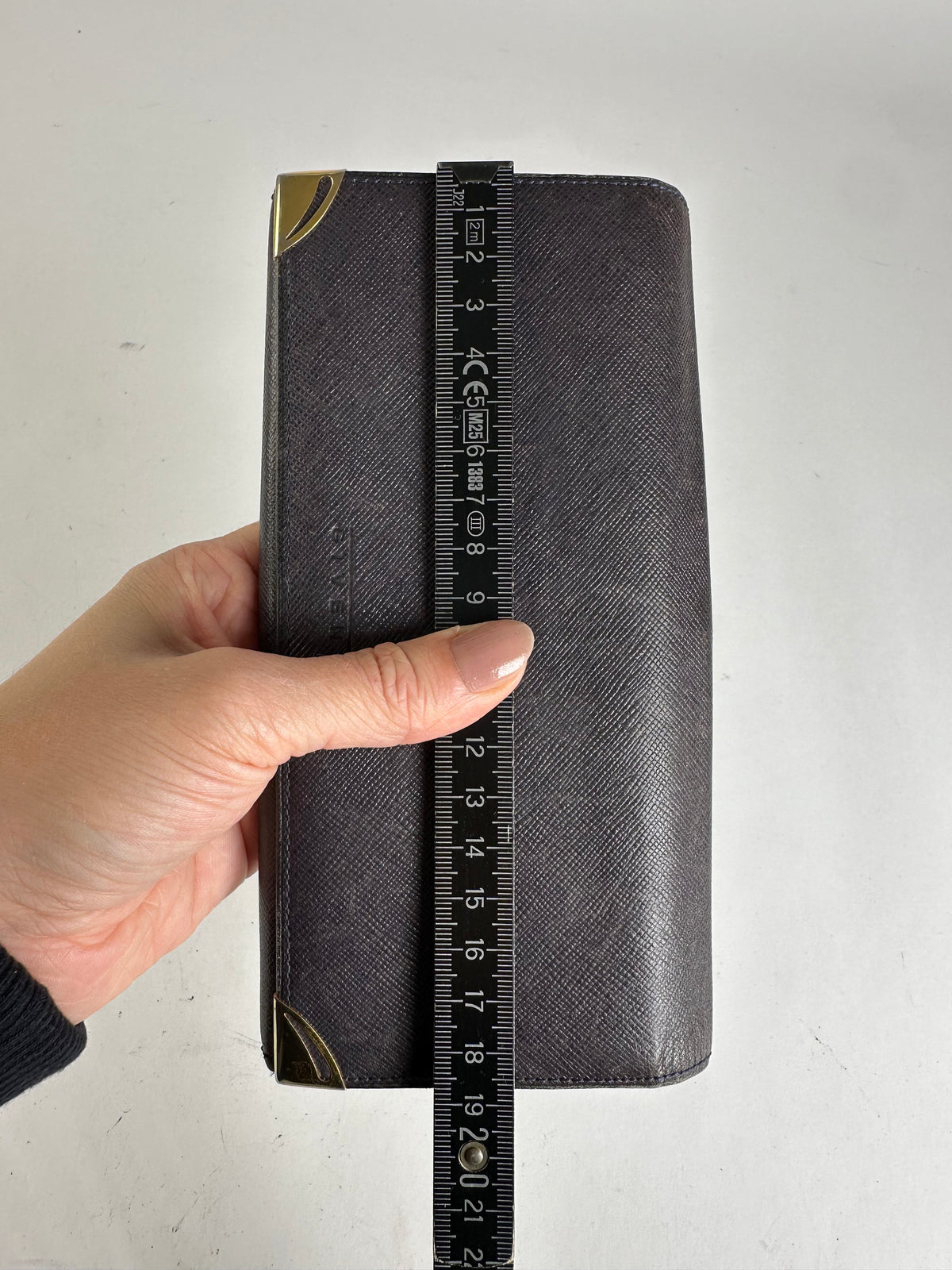 Vintage Givenchy Saffiano Leather Bifold Wallet Late 1980s Navy