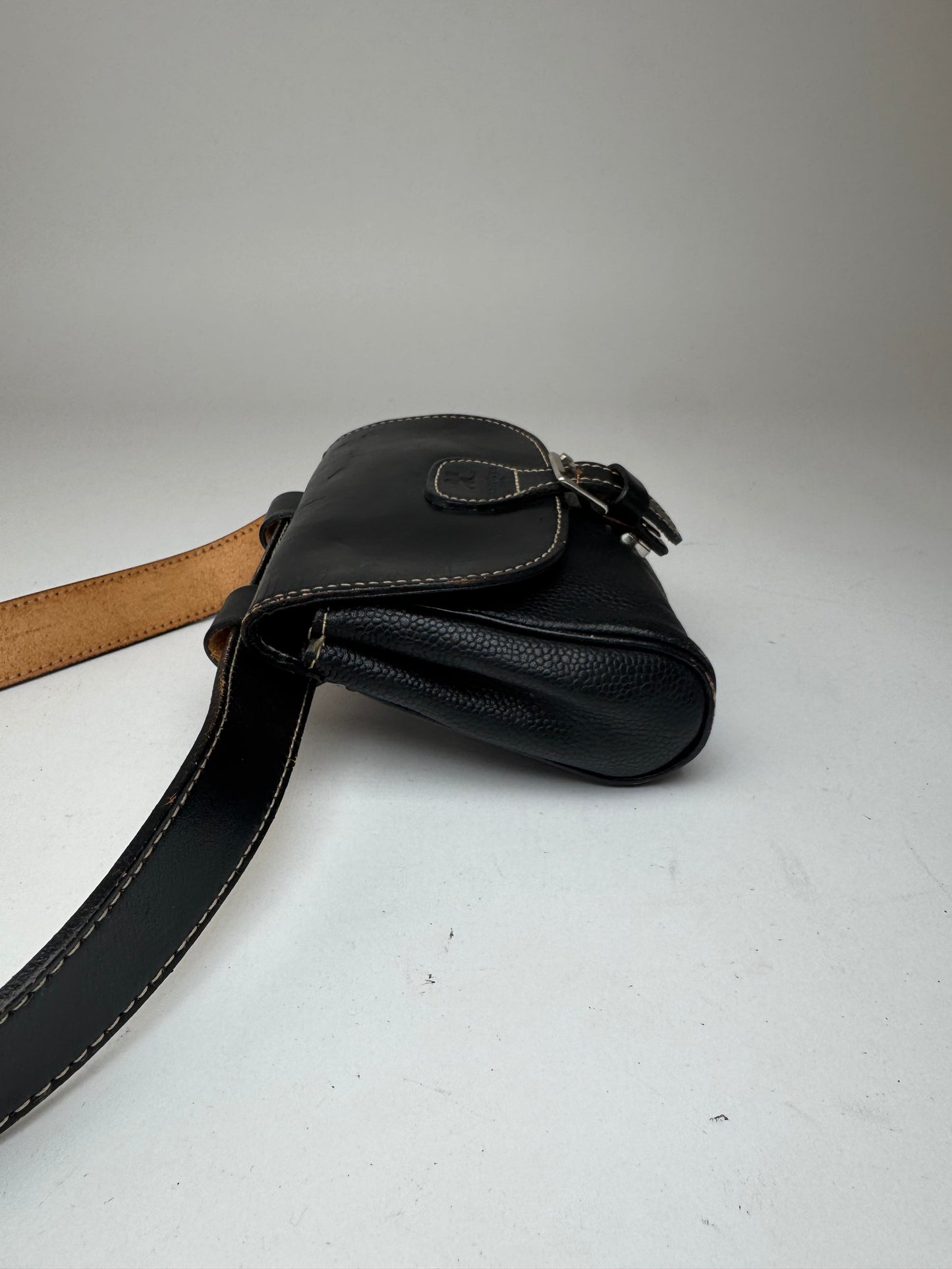 Vintage Courreges Leather belt bag black