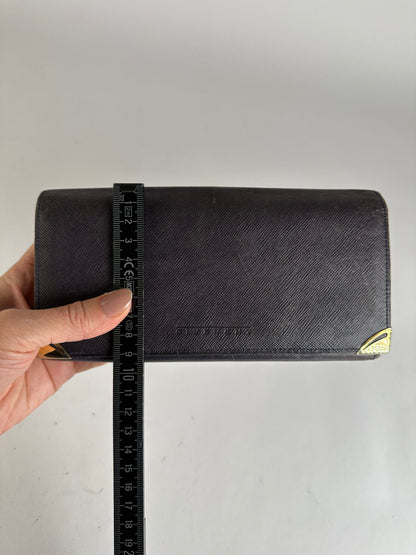 Vintage Givenchy Saffiano Leather Bifold Wallet Late 1980s Navy