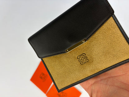 Vintage Loewe Flap Wallet Black Tan c. Late 2000s
