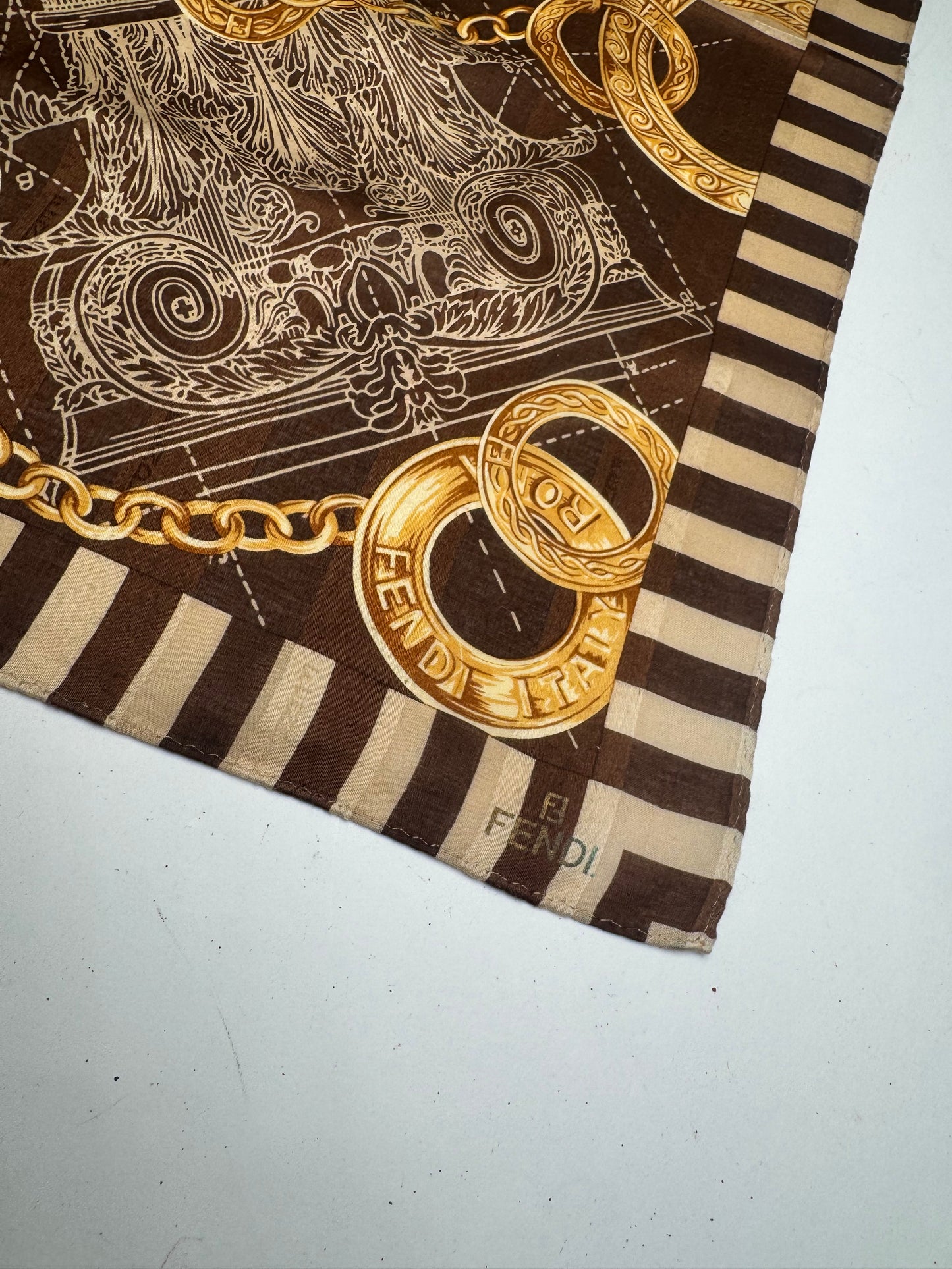 Vintage Fendi Baroque Scarf Brown Gold