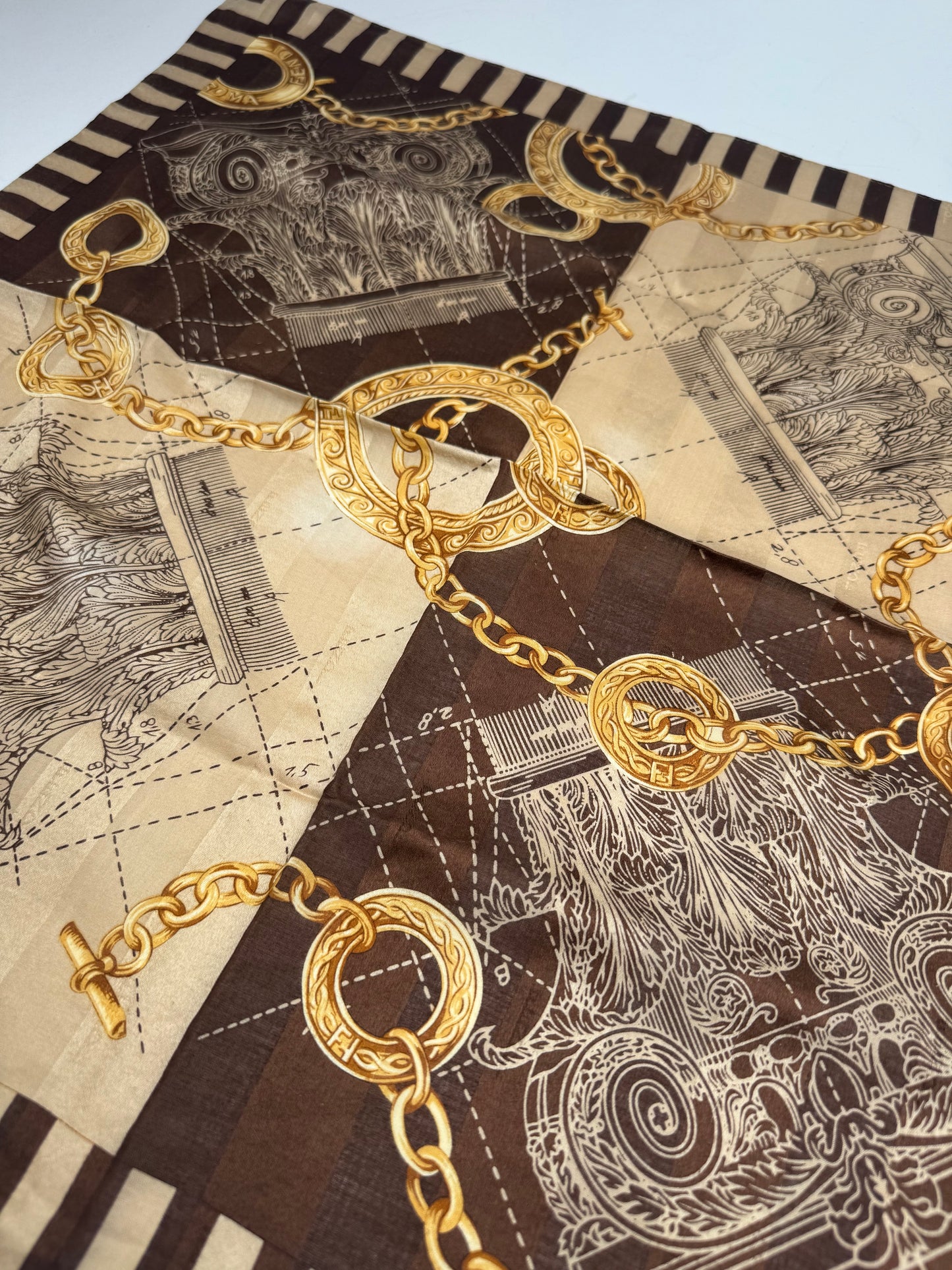 Vintage Fendi Baroque Scarf Brown Gold