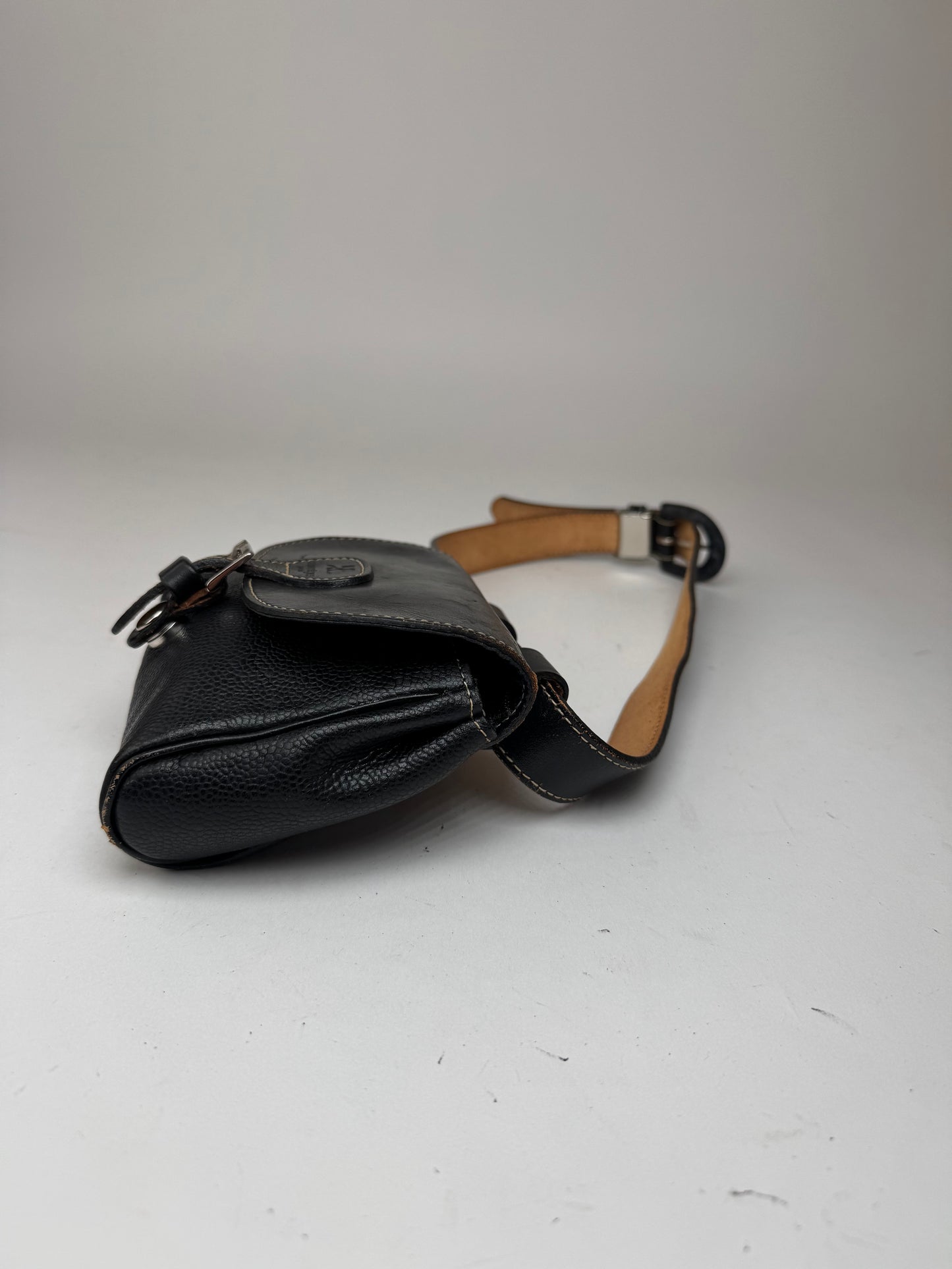 Vintage Courreges Leather belt bag black