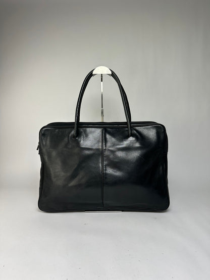Vintage Issey Miyake Structured Leather Top-Handle Bag Black