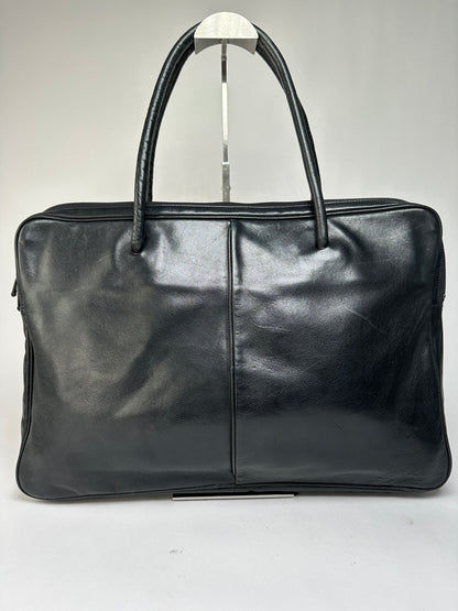 Vintage Issey Miyake Structured Leather Top-Handle Bag Black