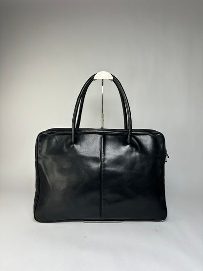 Vintage Issey Miyake Structured Leather Top-Handle Bag Black