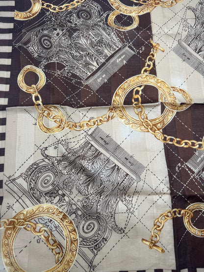 Vintage Fendi Baroque Scarf Brown Gold