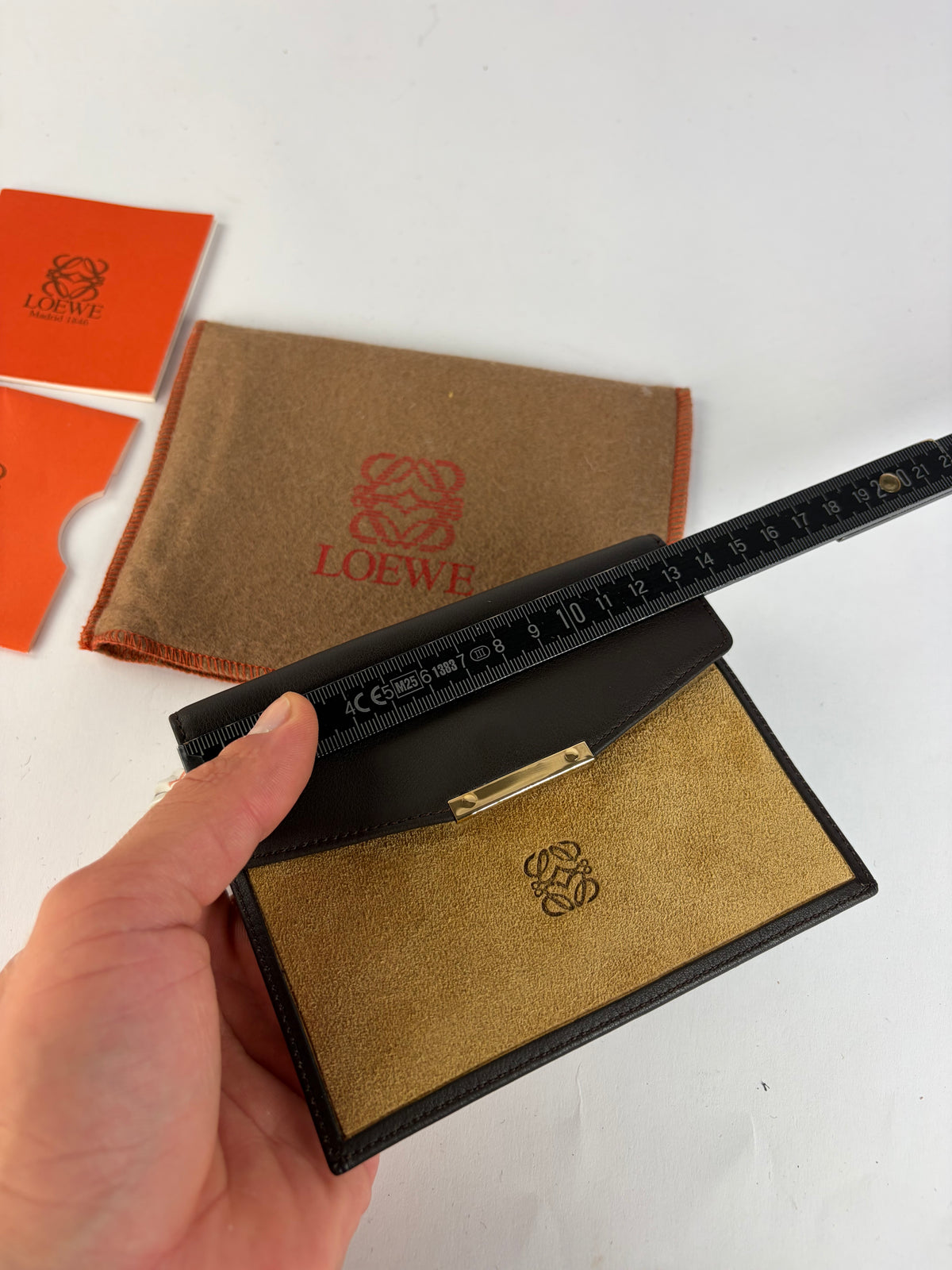 Vintage Loewe Flap Wallet Black Tan c. Late 2000s