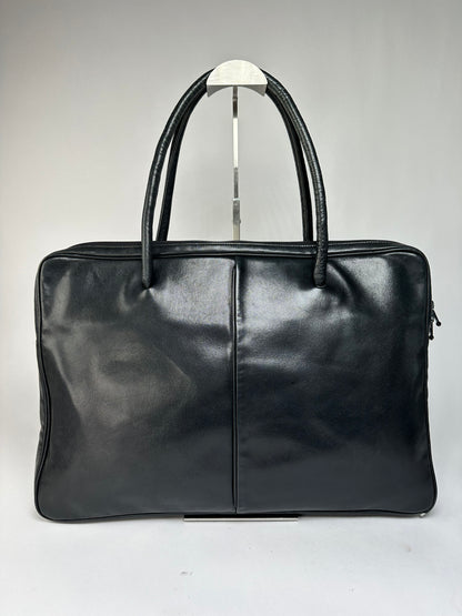 Vintage Issey Miyake Structured Leather Top-Handle Bag Black