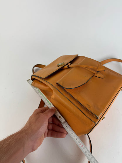 Sac à dos vintage en cuir Céline Paris Orange