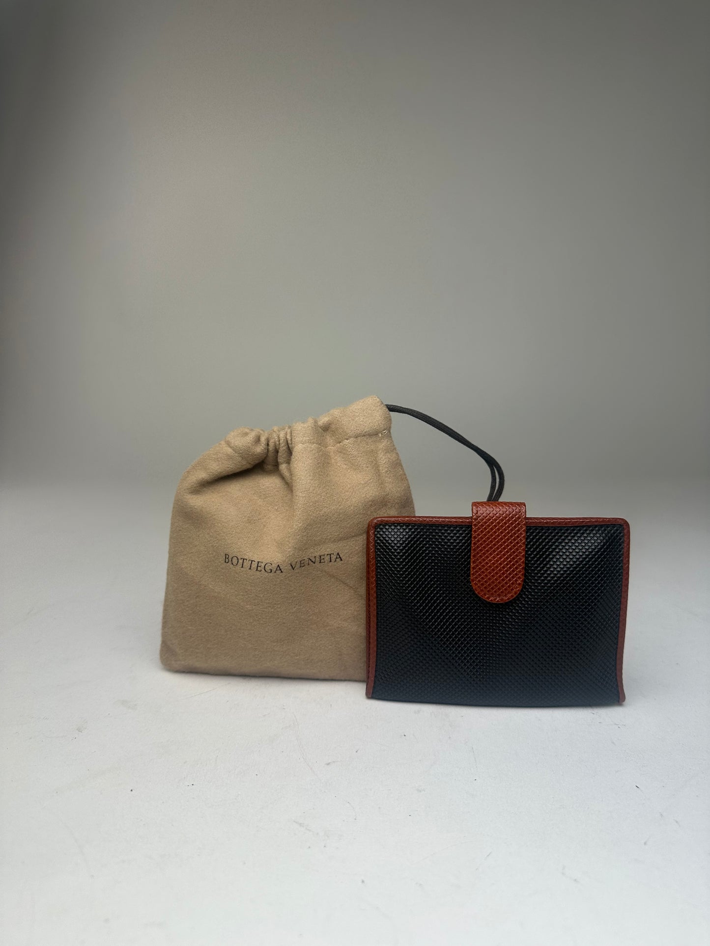 Vintage Bottega Veneta Textured Card Holder Black