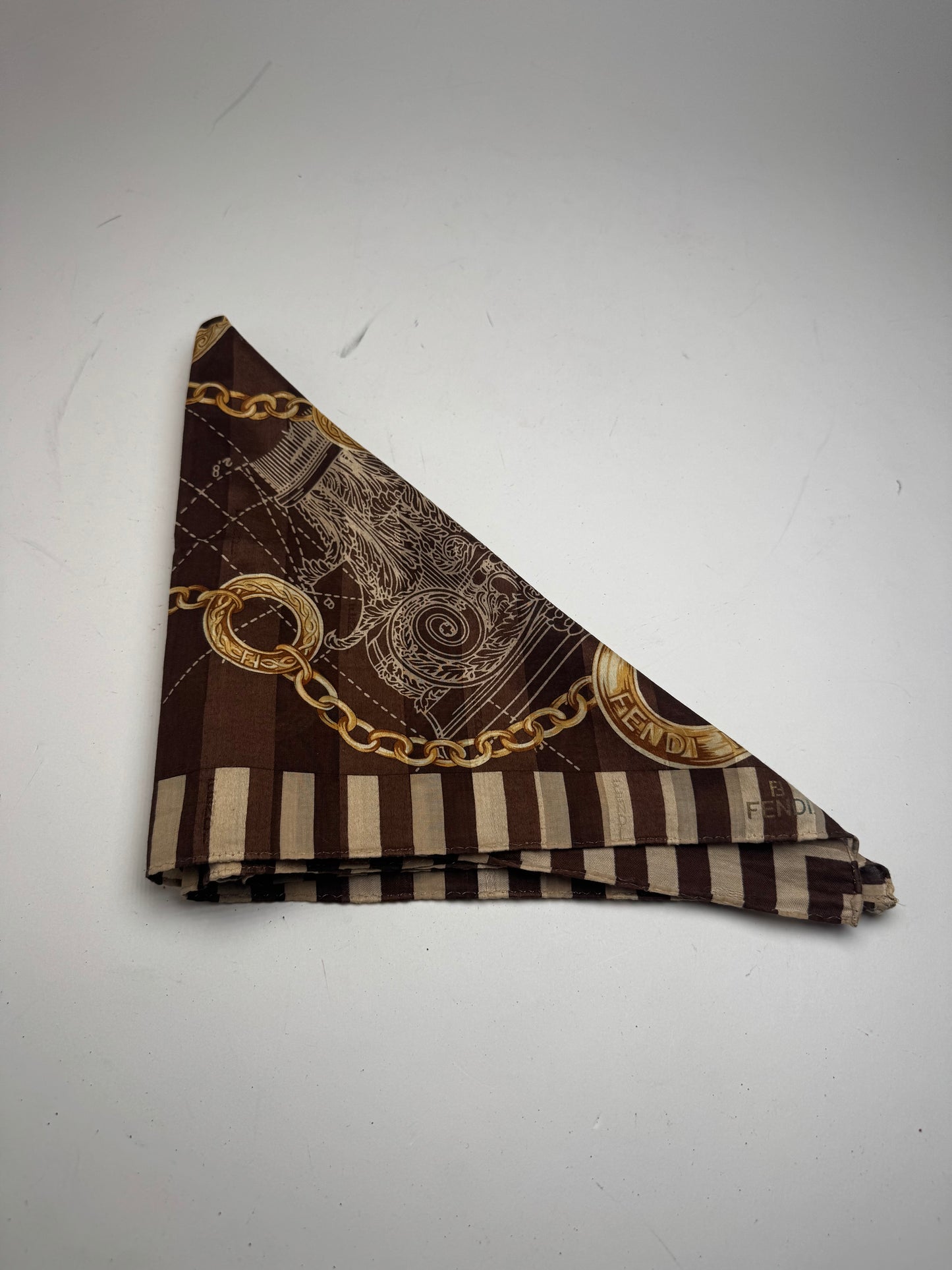 Vintage Fendi Baroque Scarf Brown Gold