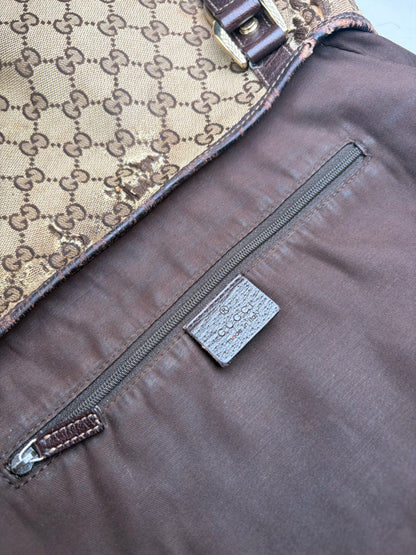 Vintage Gucci GG Supreme Abbey Shoulder Bag Beige Brown
