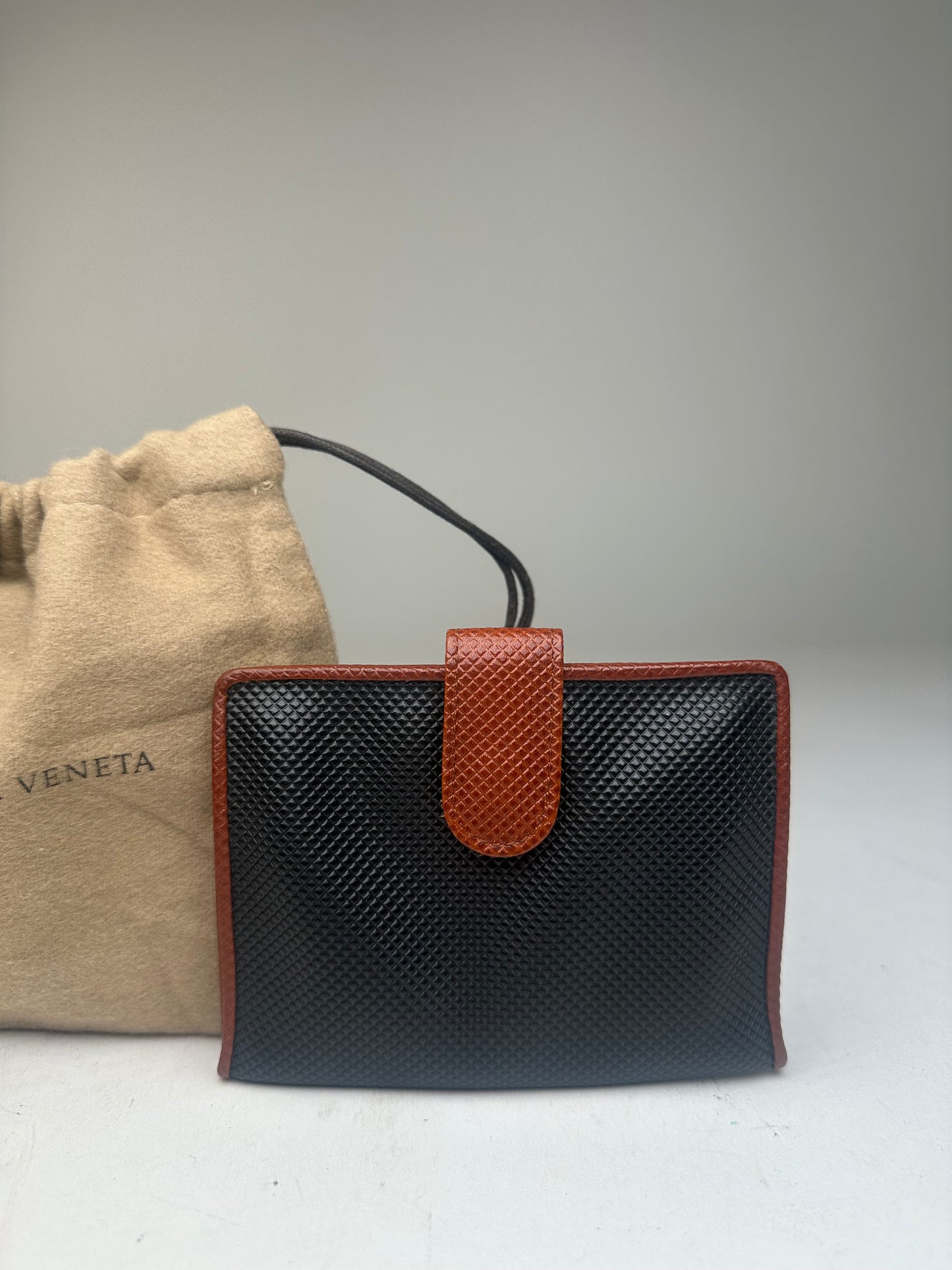 Vintage Bottega Veneta Textured Card Holder Black