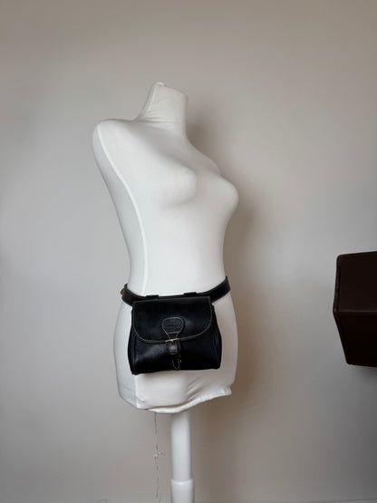 Vintage Courreges Leather belt bag black