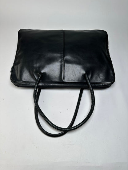 Vintage Issey Miyake Structured Leather Top-Handle Bag Black