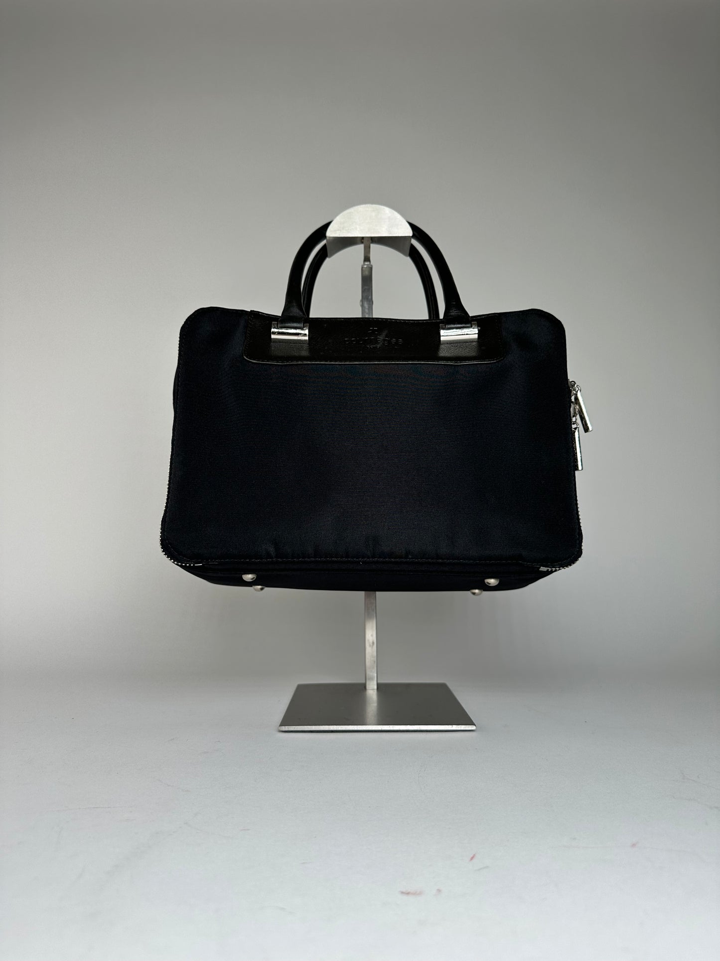 Vintage Courreges Canvas Leather Handbag Black