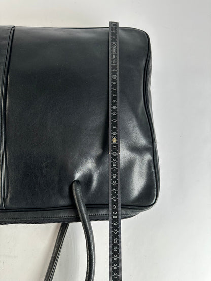 Vintage Issey Miyake Structured Leather Top-Handle Bag Black