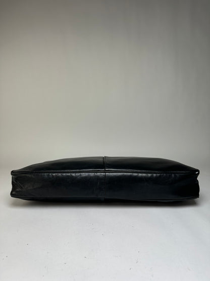 Vintage Issey Miyake Structured Leather Top-Handle Bag Black