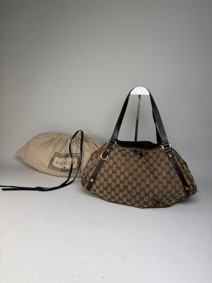 Vintage Gucci GG Supreme Abbey Shoulder Bag Beige Brown