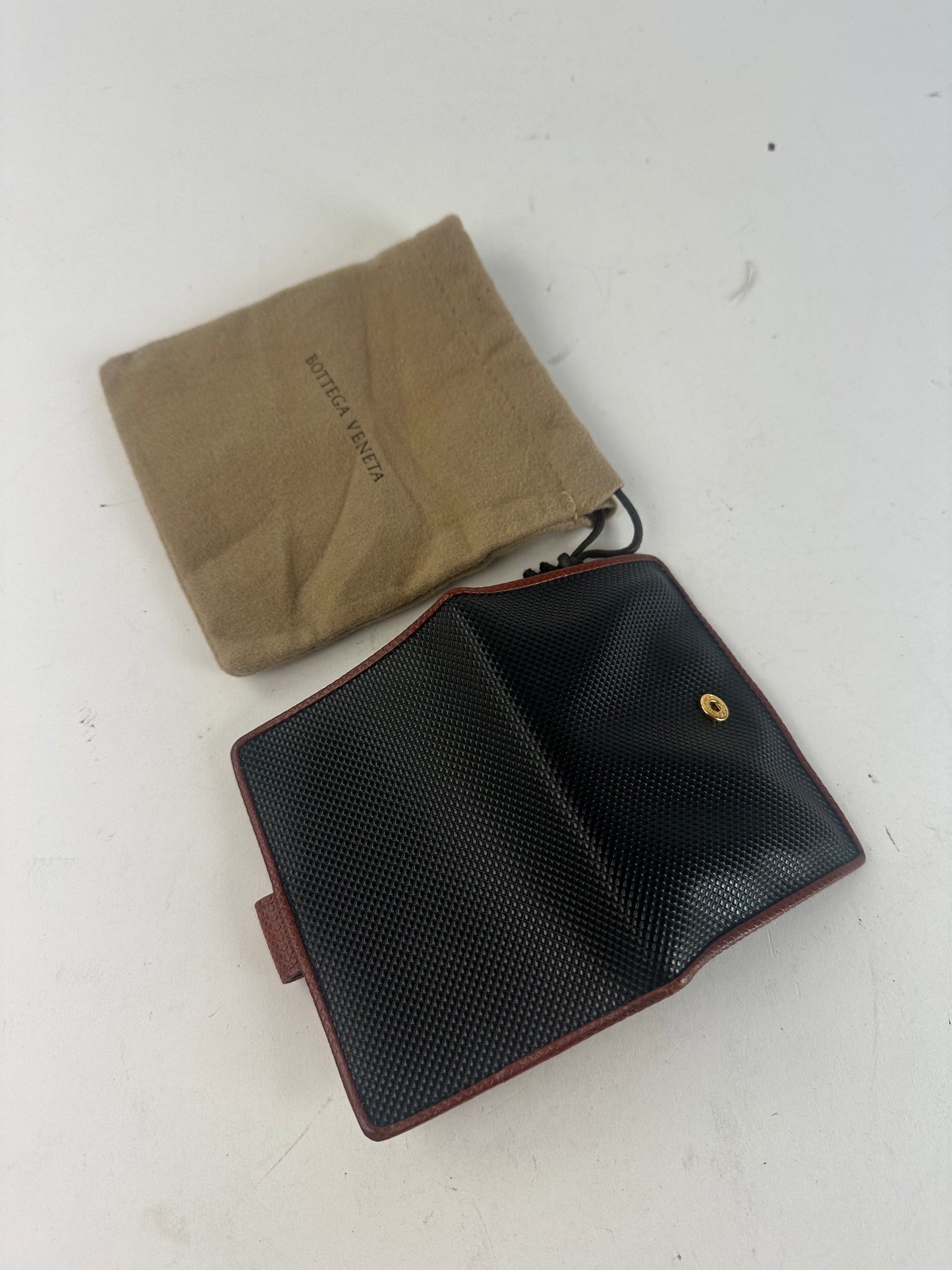 Vintage Bottega Veneta Textured Card Holder Black